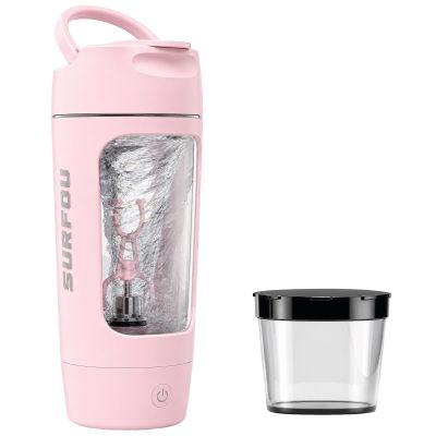 SURFOU Protein Shaker Electric 650 ml, Automatic Protein Shaker Made of Tritan, BPA-Free, Rechargeable, with Removable Base, Easy to Clean, for Protein Shakes, Matcha & Gym, Pink
