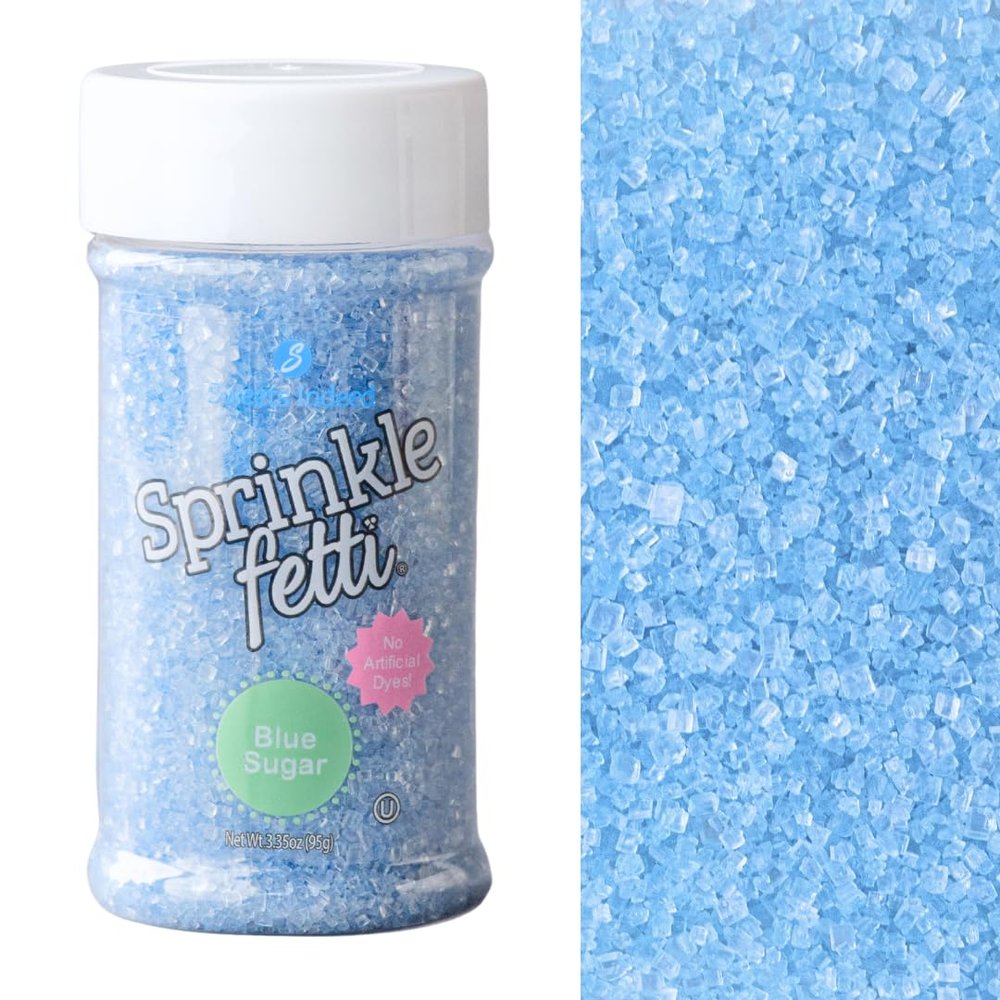 Sweets Indeed Natural Rainbow Sprinkles, Dye Free, Edible Sprinkle Mix, Perfect for Cake Decorations, Baking, Ice Cream, Cookies, Cupcake Topper (Blue Sugar)