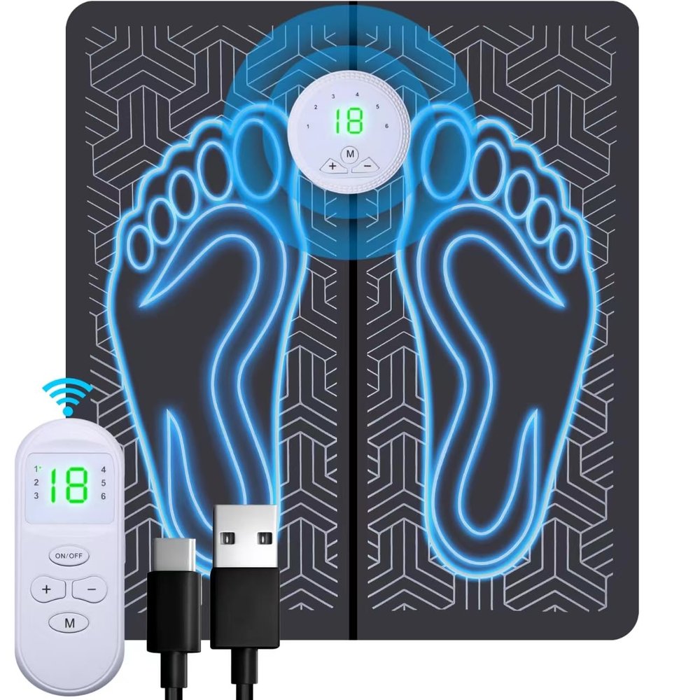 Kirlor Foot Massage mat for Acupressure, with Remote Control, Leg and Foot stimulating Massage mat, Improves and Promotes Muscle Function, for Muscle Relaxation, 8 Modes, 19 Intensity Levels