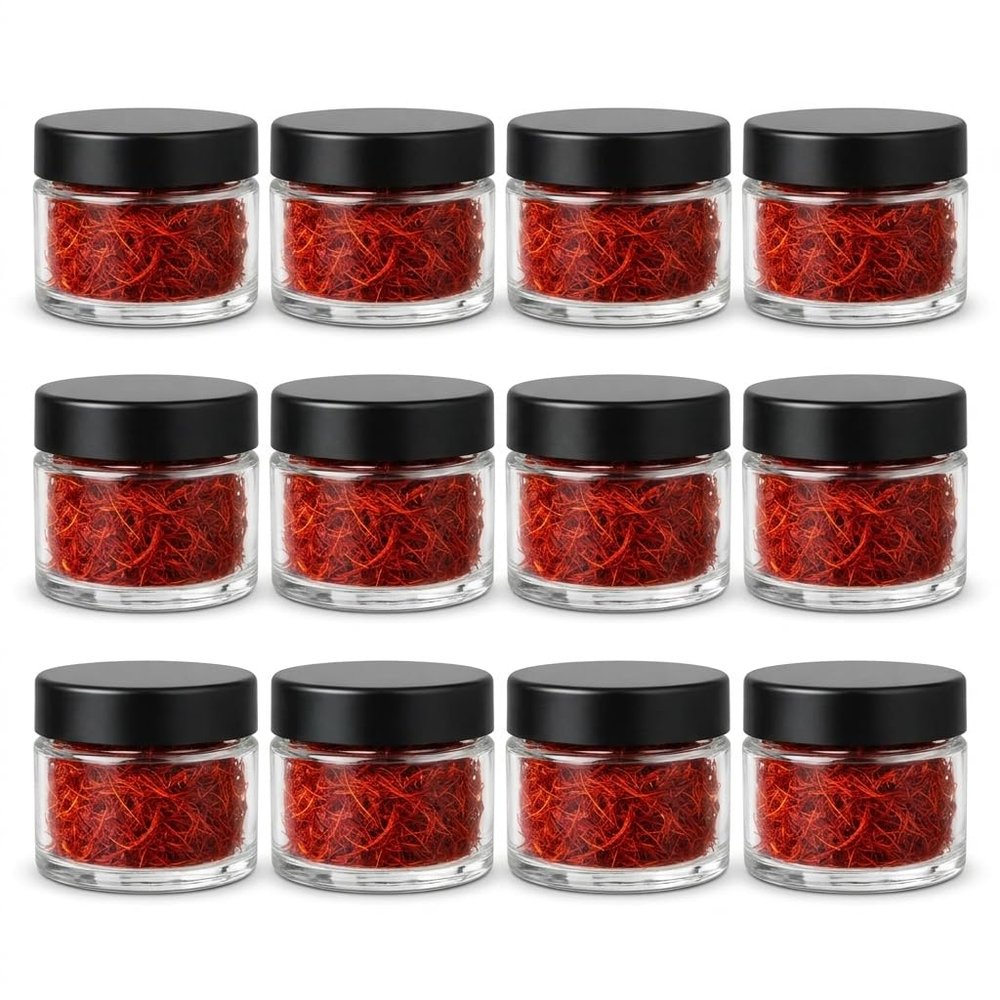 100% Pure Kashmiri Kesar Saffron Threads, Bold and Aromatic, Naturally Vibrant, Glass Jar, 1gram (12)