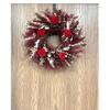 All Natural Preserved Red Rose Wreath, Handmade with Real Preserved Roses and Burgundy Eucalyptus, 20 Inch Dried Floral Wreath for Front Door and Wall Decor view 3