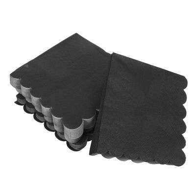 Abaodam Black Scalloped Edge Disposable Napkins 100pcs, Black Paper Table Napkins for Wedding Party, Shower, and Event Party Supplies