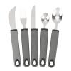 5pcs Adaptive Cutlery Set, Anti Shake Adaptive Utensils with Non Slip Handle, Wide Grip Flatware for Elderly, Includes Fork Spoon Cutter Set for Arthritis and Tremor (Grey) view 1