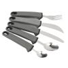 5pcs Adaptive Cutlery Set, Anti Shake Adaptive Utensils with Non Slip Handle, Wide Grip Flatware for Elderly, Includes Fork Spoon Cutter Set for Arthritis and Tremor (Grey) view 2
