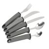 5pcs Adaptive Cutlery Set, Anti Shake Adaptive Utensils with Non Slip Handle, Wide Grip Flatware for Elderly, Includes Fork Spoon Cutter Set for Arthritis and Tremor (Grey) view 3