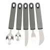 5pcs Adaptive Cutlery Set, Anti Shake Adaptive Utensils with Non Slip Handle, Wide Grip Flatware for Elderly, Includes Fork Spoon Cutter Set for Arthritis and Tremor (Grey) view 4