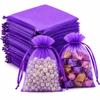 Hopttreely 50pcs Purple Organza Bags, 4x4.72 inch Mesh Bags Drawstring Gift Bags Jewelry Pouches for Candy Wedding Favors Christmas, Bridal Showers, Candy, Jewelry & Goodie Bags view 1