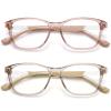 SKYOAK 2 Pack Trendy Progressive Multifocus Reading Glasses for Women, TR90 Lightweight Multifocal Readers with Flexible Temples, No-line Anti Blue Light Computer Eyeglasses (Pink & Off White, 2.0x) view 1