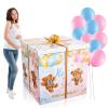 28 Inches Extra Large Gender Reveal Gift Box Kit with Oversized Printing Box Giant Pull Bows Balloon Ribbon for Gender Reveal Baby Shower Birthday Party Decor Supplies Not for Heavy-Duty(Boho Bear) view 1