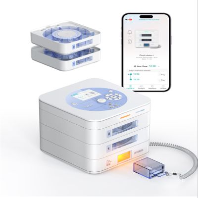 28-Day Automatic Pill Dispenser (1X Daily, 2-Tray) with App & On-Device Setup, LCD Display, Digital Lock, Sound & Light Alerts Smart Medication Organizer for Seniors & Caregivers (White)