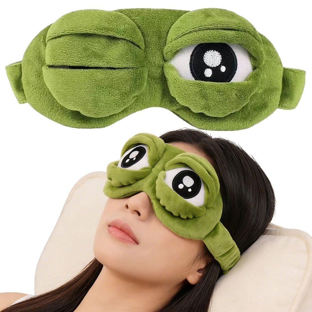 3D Frog Sleep Mask, Funny Cute Animal Eye Mask for Sleeping, Ultra-Soft & Gentle Pressure-Free Fit for Girls Women Men Kids (1pcs)
