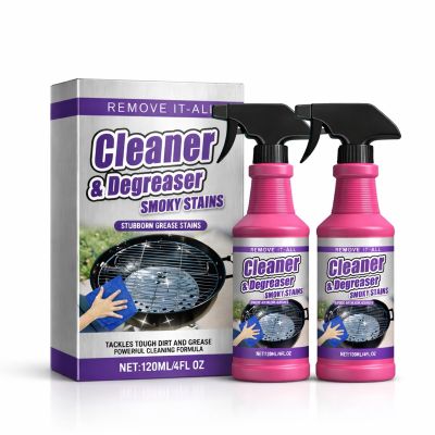 Fast-Acting Heavy-Duty Grill Degreaser Spray, BBQ Cleaner for Grill Grates, Smokers and Outdoor Grills, Grease Dissolver and Smoke Residue Remover, 4 Fl Oz (2Pcs)