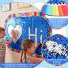 Hahafelt 42x30 in Sensory Wall Panel for Kids Sequin Flip Fabric Gift Large Sensory Graffiti Reversible Sequin Fabric for Toddler Daycare Kids Stocking Stuffer Classroom (Blue,Oval Shape) view 3