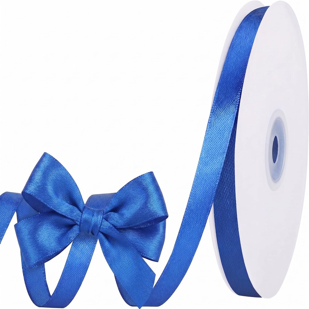 Thin Satin Ribbon 3/8 Inch x 80 Yards Soft Polyester Craft Ribbon for Gift Wrapping, Flower Bouquets, Wedding Decor, Baby Showers, and DIY Projects (Navy Blue)