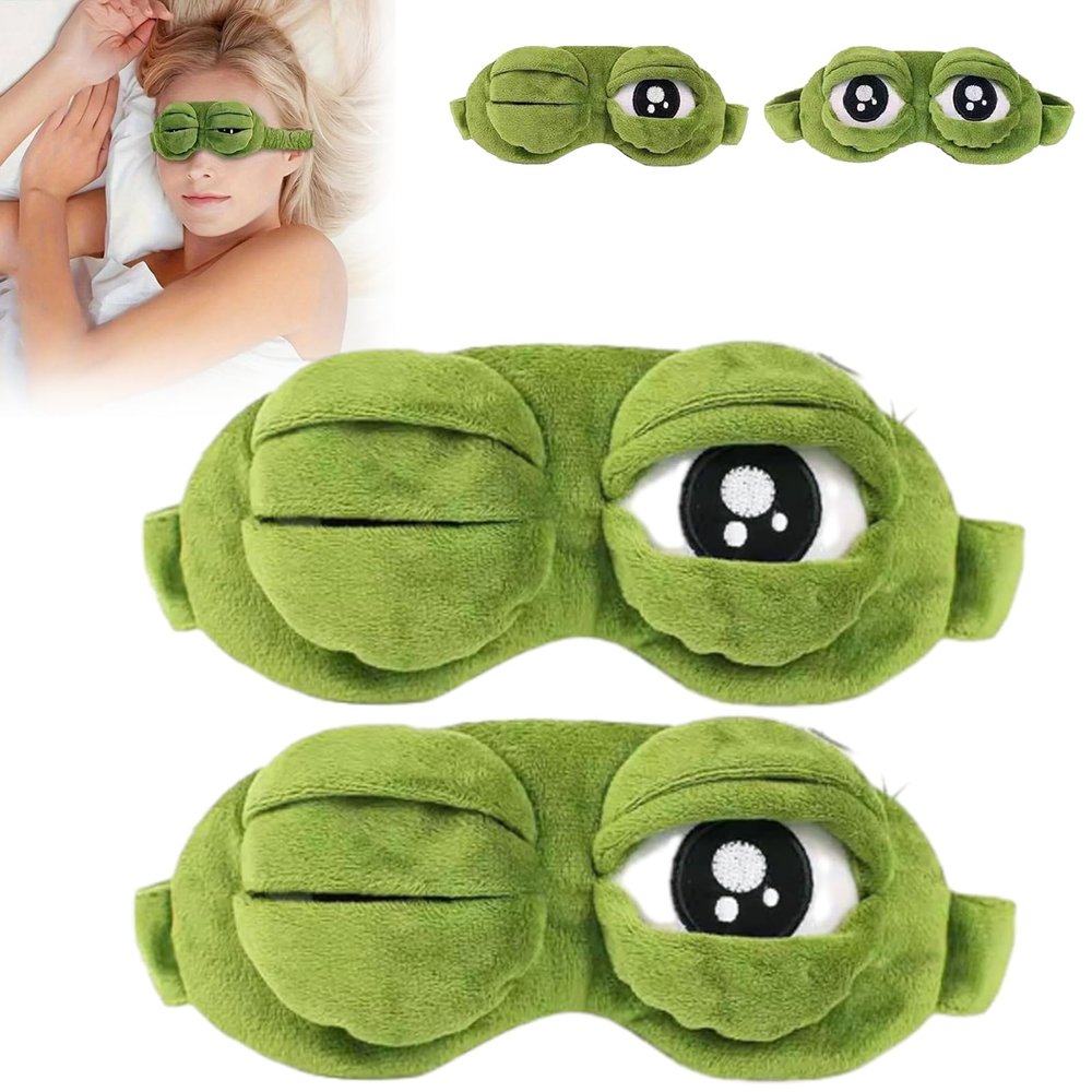 3D Frog Sleep Mask, Frog Sleep Mask, Soft & Comfortable Travel Eye Mask, Lightweight & Portable, Unisex, All-Season Use (2pcs)