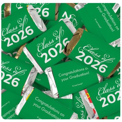 136 Pcs Green Graduation Class Of 2026 Assorted Wrapped Chocolate Miniatures For Party Favors, Goodie Bags, Gifts And More (2.5lb Bag) - No Assembly Required