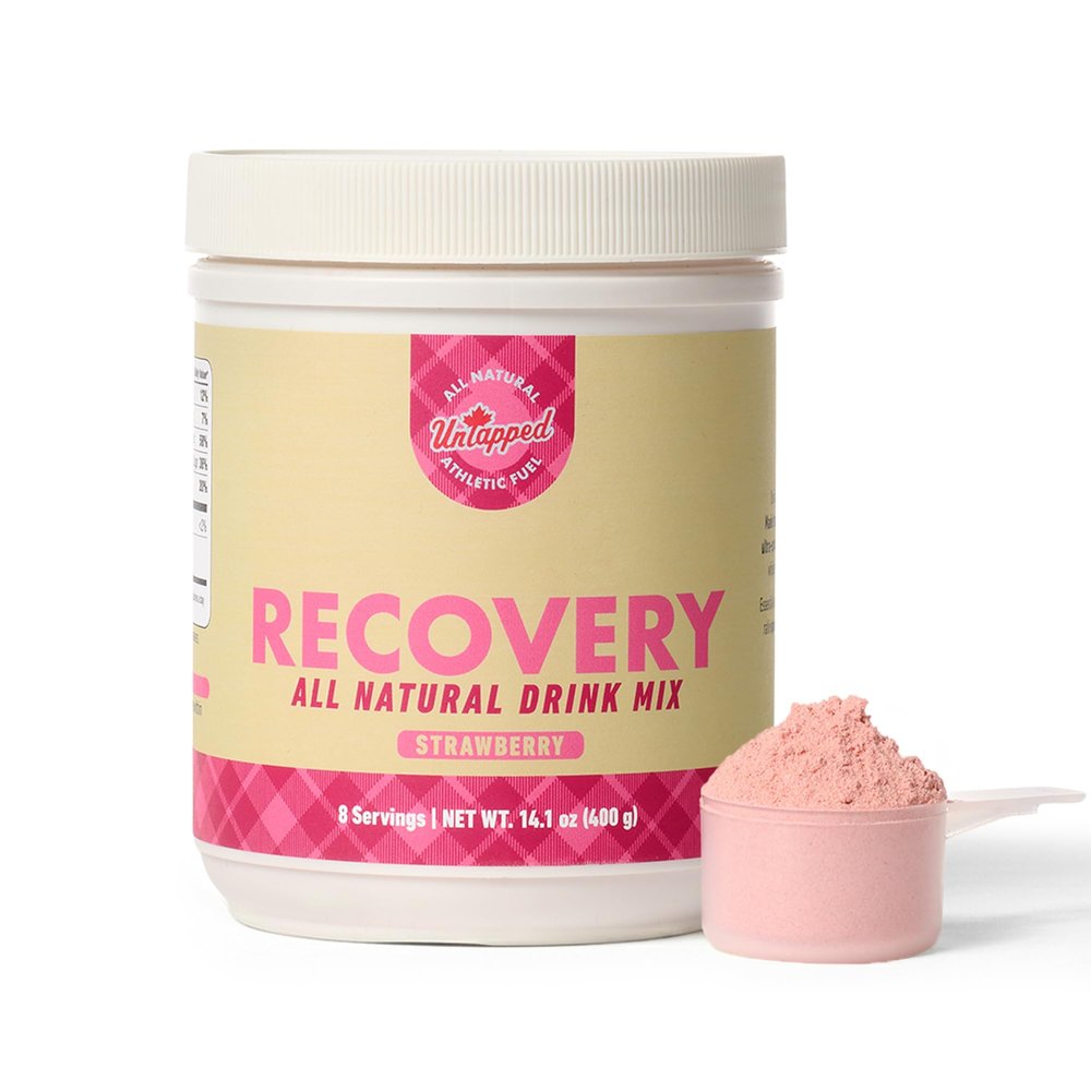 UnTapped Strawberry Recovery Powder 8 Servings, 14.1 oz (400 g) | 3:1 Carb-to-Protein Ratio with Milk, Egg Whites & Maple Sugar | Post Workout Recovery Powder for Athletes, Running, Cycling & Training