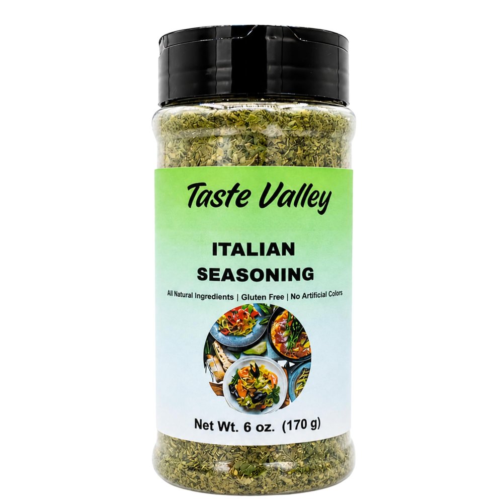 Taste Valley Italian Seasoning Blend 6 oz - Gluten Free Dried Herb Mix with Garlic Basil Oregano Rosemary Thyme - For Pasta Pizza Chicken Vegetables Soups