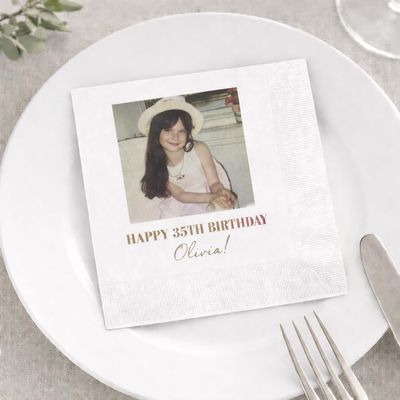 Personalized Napkins for Birthday Napkin for Family Friends All Ages - Unique Fanny Birthday Party, Napkins with Photo Text Custom Cocktail Birthday 2