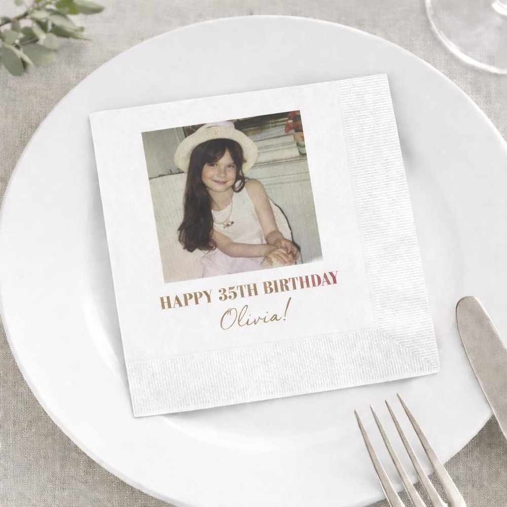 Personalized Napkins for Birthday Napkin for Family Friends All Ages - Unique Fanny Birthday Party, Napkins with Photo Text Custom Cocktail Birthday 2