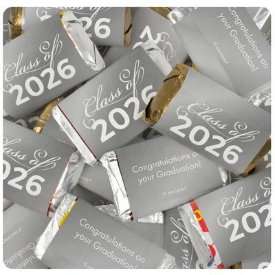34 Pcs Silver Graduation Class Of 2026 Assorted Wrapped Chocolate Miniatures For Party Favors, Goodie Bags, Gifts And More (10oz Bag) - No Assembly Required