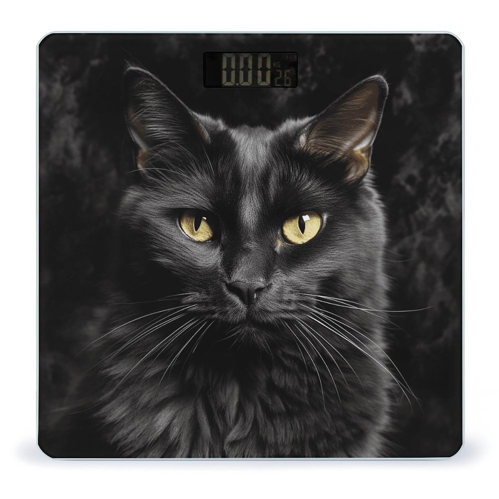 A Black Cat on A Black Background Digital Body Weight Scale High Precision Bathroom Scale with LCD Display, Accurate Weight Scale for Home