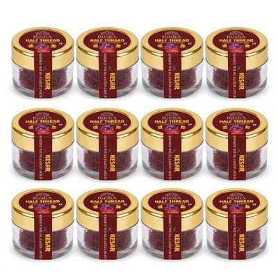 100% Pure Kashmiri Half Thread Premium Mongra Kesar Saffron Threads, Bold and Aromatic, Naturally Vibrant, Glass Jar, 1gram (12)