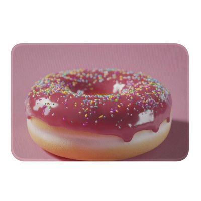 Vuiopuf Donut Print Crystal Velvet Floor Mat Soft Plush Cushion for Shower Sink Kitchen, Prevents Tripping