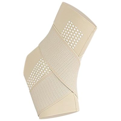 MAGICLULU Ankle Support Brace Wrap with Adjustable Strap and Built-in Cushion, Medium Skin Tone Ankle Sleeve Compression Support for Sports Injury and Football Protection