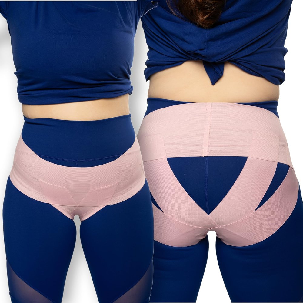 FEMME JOCK Pelvic Support Belt for Women - Pregnancy & Postpartum Uterus Girdle, SPD, Prolapse, Vulvar Varicosities Support Band - Low Waist, Pink, Large fits waist 30" up to 36"