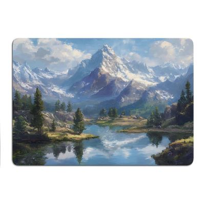 Vuiopuf Mountain Lakes Print Crystal Velvet Floor Mat Soft Plush Cushion for Shower Sink Kitchen, Prevents Tripping