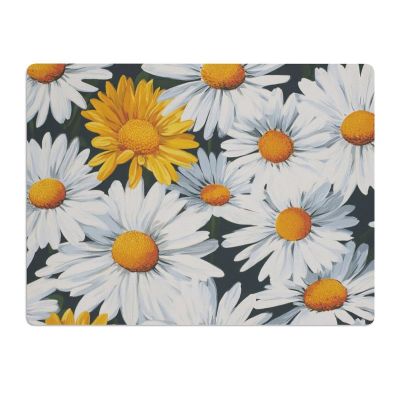 Vuiopuf Daisy Print Crystal Velvet Floor Mat Soft Plush Cushion for Shower Sink Kitchen, Prevents Tripping