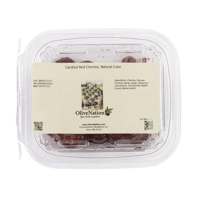 OliveNation Candied Red Cherries, Natural Color - No Dye Whole Glazed Red Cherries for Clean Label & Gluten Free Baking, Confections, Topping, Edible Decoration, Garnish, No Artifical Color 1 lb