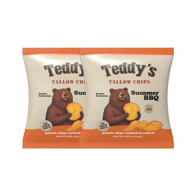 Teddys Tallow Chips Summer BBQ Potato Chips Cooked In Premium Beef Tallow With Smoky Sweet BBQ Seasoning Crispy Crunchy Chips Made/Simple Ingredients No Seed Oils Snack 5 oz Bag (2 Pack)
