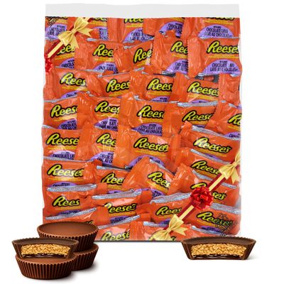 Resse's Milk Chocolate Peanut Butter Lava Cups, 2 lb Snack Size Candy Pantry Pack, Bulk Bag, Individually Wrapped Chocolates, Gift Bag for Sharing & Parties.
