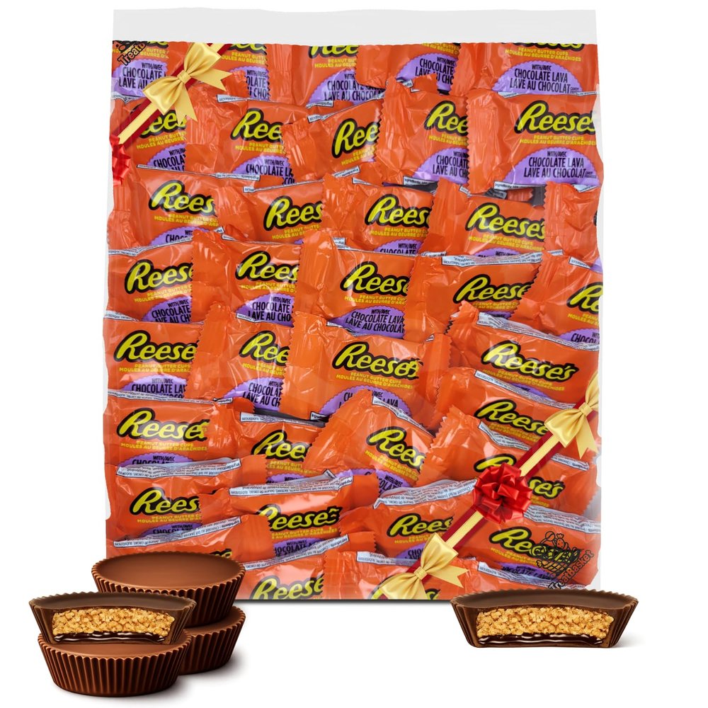 Resse's Milk Chocolate Peanut Butter Lava Cups, 2 lb Snack Size Candy Pantry Pack, Bulk Bag, Individually Wrapped Chocolates, Gift Bag for Sharing & Parties.