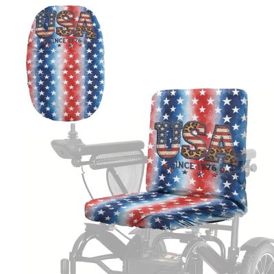 Vanideaoty USA Stars Electric Wheelchair Seat Cover Elderly Wheelchair Seat Protector Accessories Comfortable Mobility Scooter Seat Cover Adjustable with Buckle