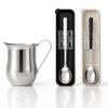 CAFECITO Espumita Ritual Set with Spoon Cases Cuban Coffee Preparation Kit with 6 oz Stainless Steel Crema Pitcher & 2 Espresso Whisking Spoons (Black & White) with Portable Storage Cases view 1