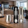CAFECITO Espumita Ritual Set with Spoon Cases Cuban Coffee Preparation Kit with 6 oz Stainless Steel Crema Pitcher & 2 Espresso Whisking Spoons (Black & White) with Portable Storage Cases view 3