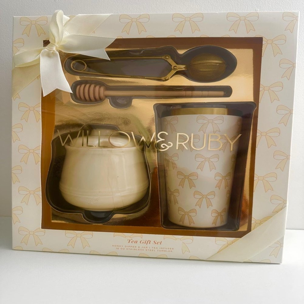 Tea gift set with infuser,Honey jar & tumbler Elegant tea accessorie gift set