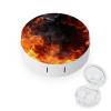 KNASNCHD Fire Flame Smoke Contact Lens Case Portable, Eyeglasses Case with Built-in Mirror, Contact Lens Box with Tweezers And Solution Bottle for Daily Outdoor (Round) view 1