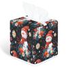 YCCZCPRL Xmas Snowman Tissue Box Cover Facial Paper Organizer Dispenser with Bottom Belt for Bathroom, Kitchen, Night Stands, Home, Car, Holly Flower view 1