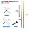 EXCLURA 3 in 1 Super Long Window Cleaning Pole, Gold Metal Window Cleaner Tool Washing Kit, Shower Squeegee Set for Glass Door & Outdoor Cleaning(3.2m/10.5ft) view 2