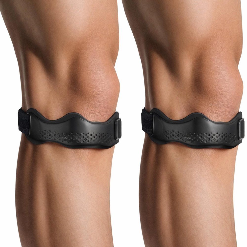 QFGasre 2 Pack Patella Band Support Silicone Patellar Tendon Support Strap