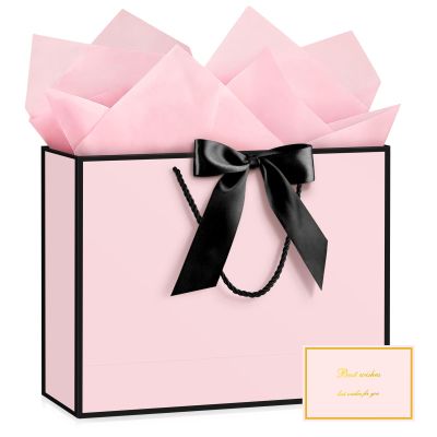 JMANNI Pink Gift Bags with Handles, 14.6 Large Gift Bags with Tissue Paper