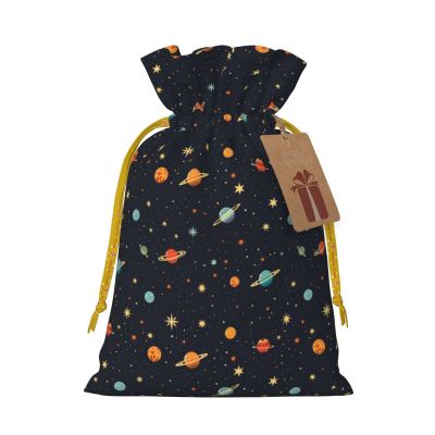 Moxquju Space Planets (1) Print Christmas Drawstring Gift Bags, Reusable Candy Treat Bags For Holiday Birthday Party