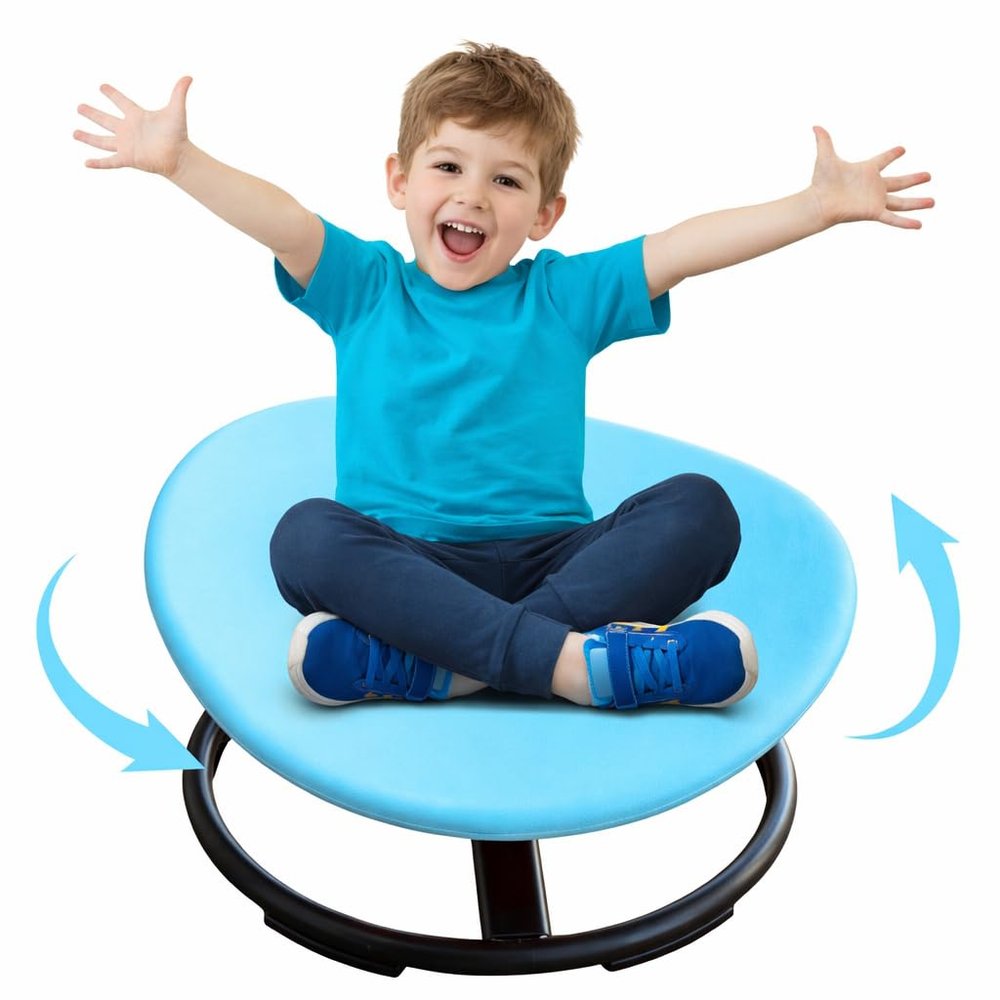 KAXMUU Kids Sensory Swivel Chair, Autism Kids Swivel Chair with Non-Slip Design, Training Body Coordination, 220LBS Capacity Sensory Swivel Seat, No Assembly, Baby Blue