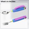 Chewtoyo Weighted Adaptive Utensil Set, Stabilizing Spoon and Fork with Adjustable Silicone Wrist Strap, Extended Non-Slip Handle, Stainless Steel for Hand Instability, Elderly view 3
