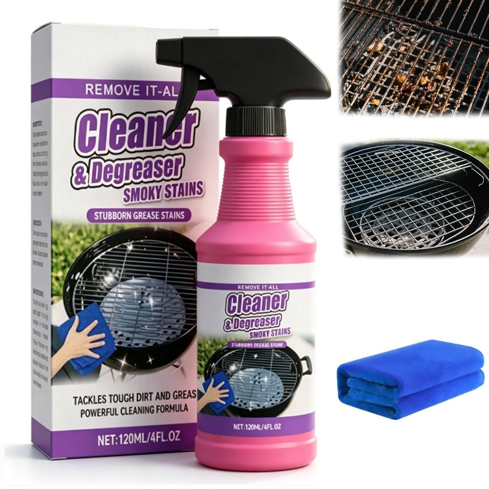 2026 Fast-Acting Heavy-Duty Grill Degreaser Spray - 120ml BBQ Grill Cleaner in Seconds, Professional Degreaser Grill Smoky Stains (1Pcs)