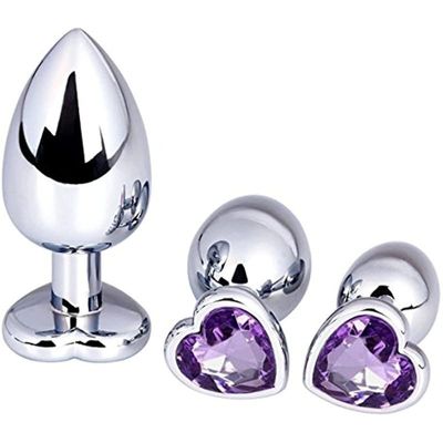 Silver Material, Light Purple, One Set of Three Training and Massage Tools, Heart-Shaped Base, Home Accessories, Indoor Gym, Couple Gift
